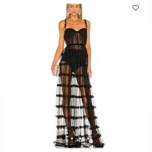 Revolve Sau Lee Camille Gown in Black NWT